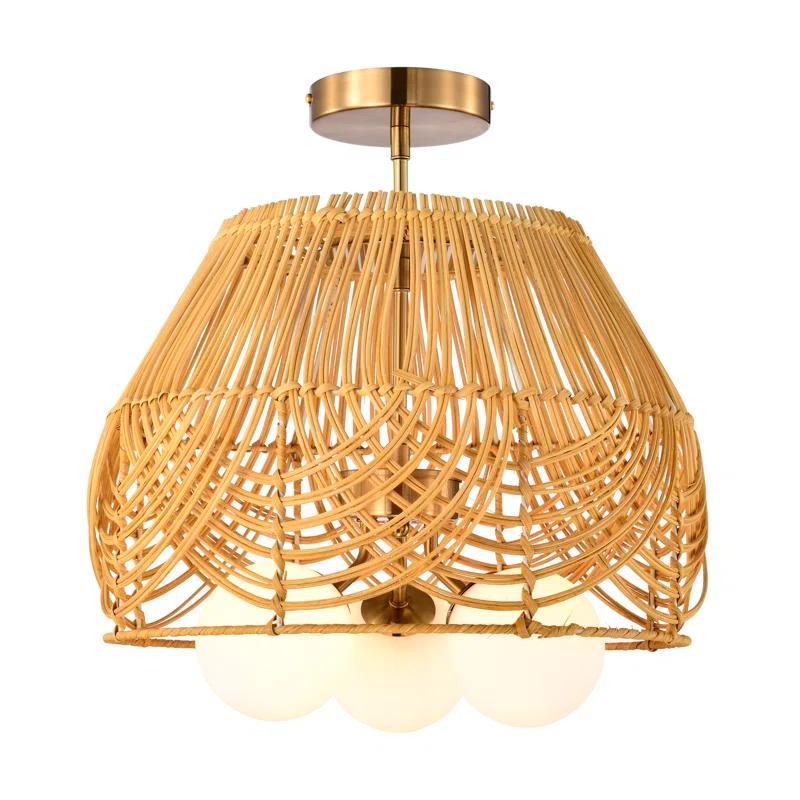 Warehouse of Tiffany Rattan Semi Flush Mount