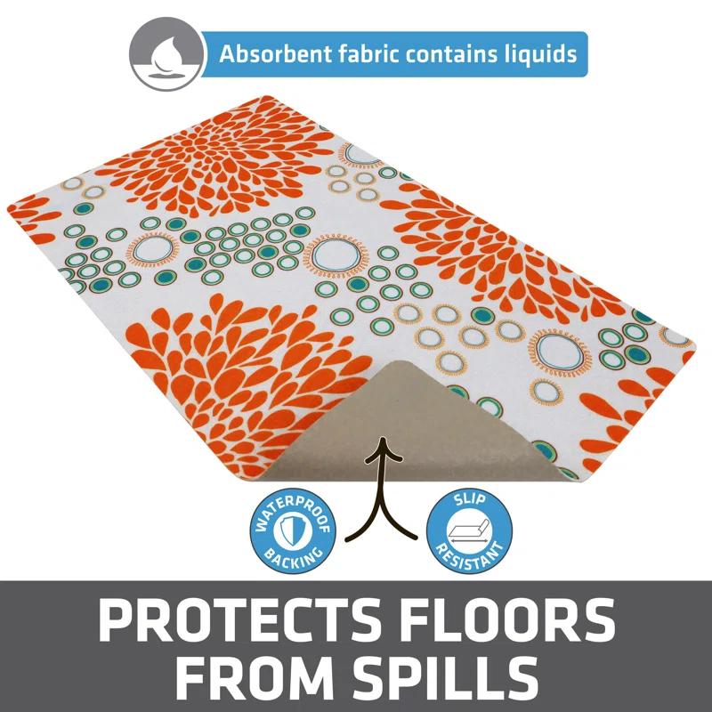 Drymate Pet Bowl Placemat, Feeding Mat For Dog & Cat - Thin, Absorbent, Waterproof, Machine Washable