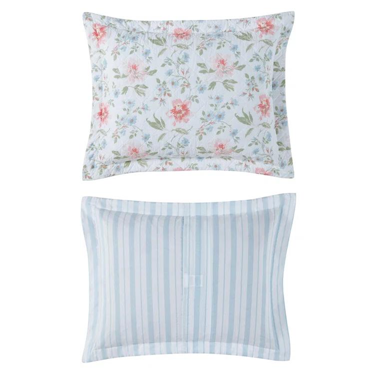 Laura Ashley Victoria Blue Standard Cotton Quilt Set
