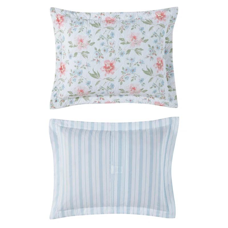 Laura Ashley Emilie Blue Standard Cotton Quilt Set