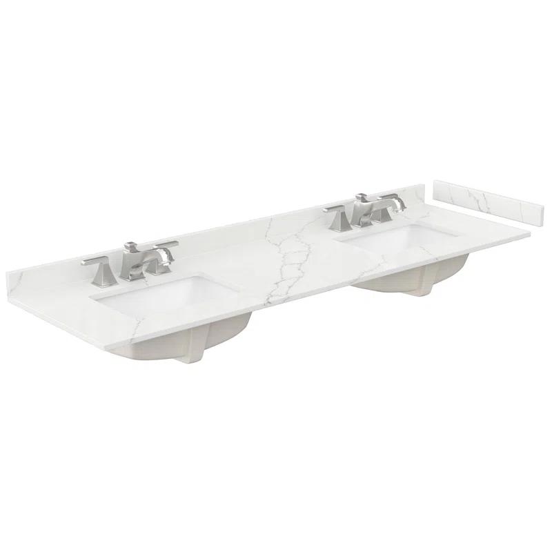Wyndham Collection Beckett 72" Freestanding Double Bathroom Vanity with Quartz Top