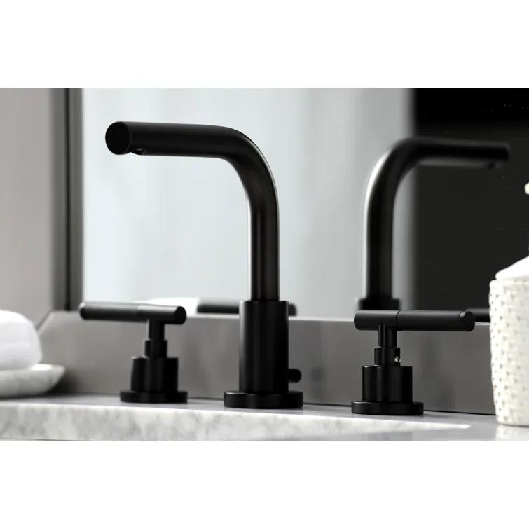 Kingston Brass Kingston Brass Kaiser Two-Handle 3-Hole Deck Mount Widespread Bathroom Faucet with Brass Pop-Up Drain FSC8950CKL