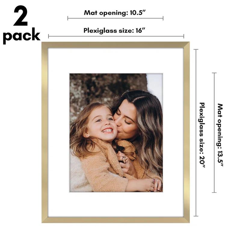 Americanflat Americanflat Picture Frame - Set of 2 - Frame with Mat - Polished Plexiglass