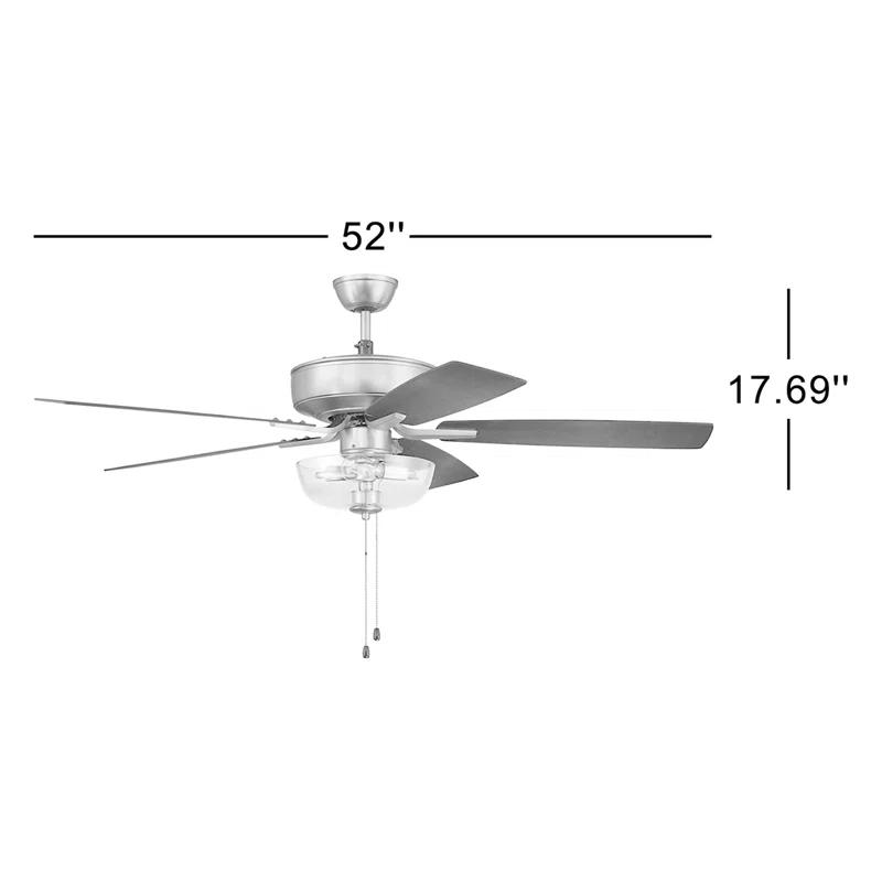 Craftmade Pro Plus 101 Clear Bowl Light Kit 52'' Ceiling Fan with Light Kit