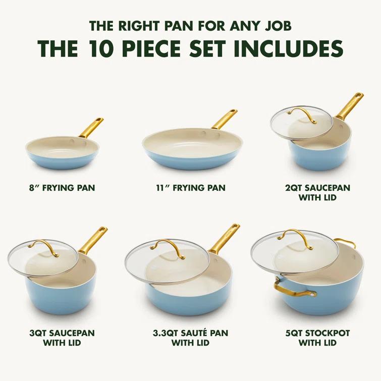 GreenPan Reserve Hard Anodized Healthy Ceramic Nonstick 10 Piece Cookware Set