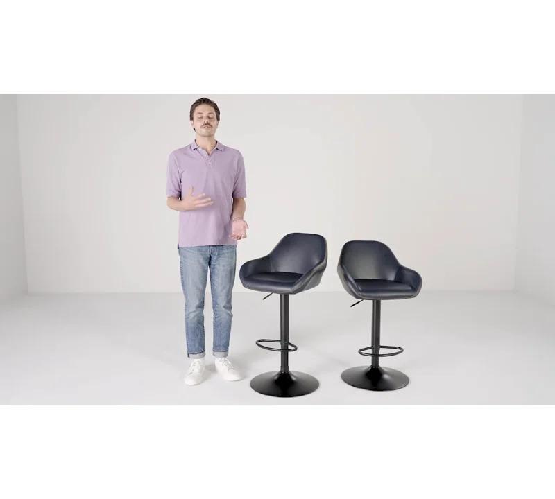 Mistana™ Thibodeaux Swivel Adjustable Height Bar Stool (Set of 2)