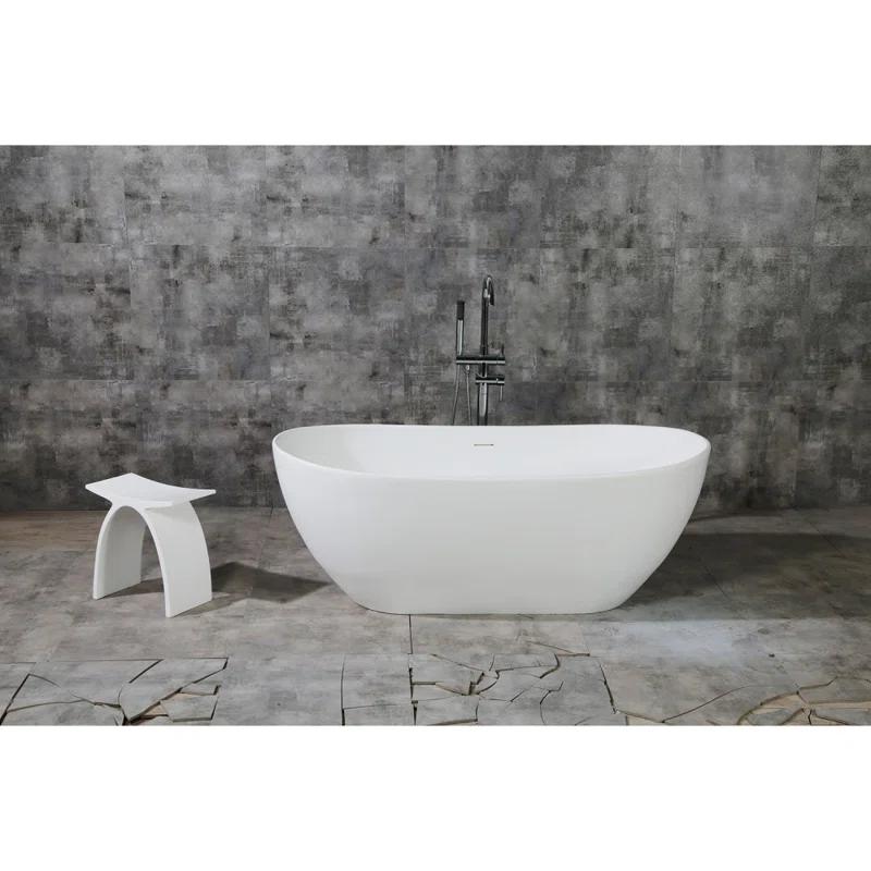 Kingston Brass Kingston Brass Arcticstone Solid Surface Oval Double Slipper Freestanding Tub with Drain VRTRS653224
