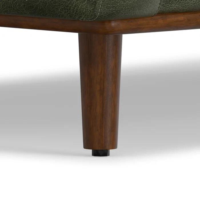 Simpli Home Morrison Genuine Leather Sofa, Mid-Century Modern Couch for Living Room, Handcrafted with Removable Cushions