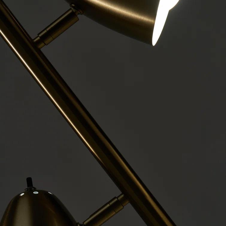 Brightech Jacob 64" Modern 3-Light Adjustable LED Floor Lamp with Gold Brass Finish and Metal Cone Shades, Bulbs Included