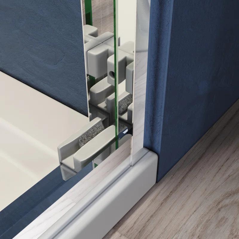 VODYXSEP Sliding Shower Glass Door 56-60 In. W X 72 In. H, Adjustable Semi Frameless Shower Door, Certified Thick Clear Clear Tempered Glass, 304 Stainless Steel Handles Y4VO-W2269P144322