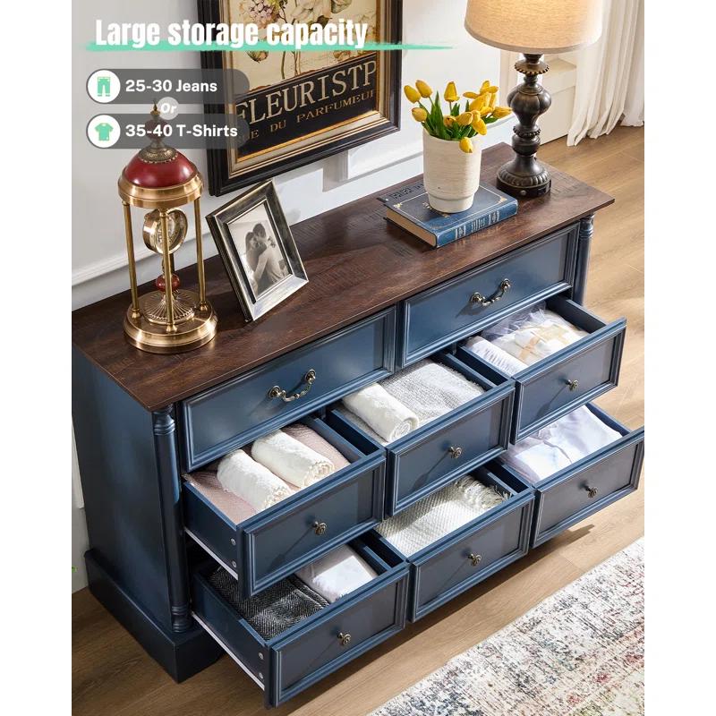 Charlton Home® Gorritz 8 Drawers Dresser, 54" Wide Farmhouse Chest of Drawers with Charging Station