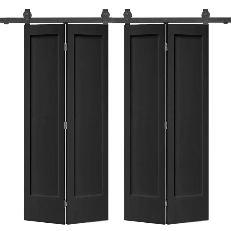 Calhome Paneled MDF Composite Double Bifold Barn Doors with Installation Hardware Kit