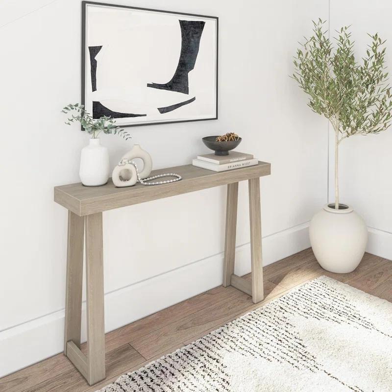 Wildon Home® Plank+Beam Solid Wood Console Table, Sofa Table, Narrow Entryway Table For Hallway, Behind The Couch, Living Room, Foyer, Easy Assembly, Seashell