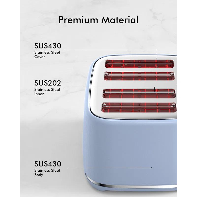 LONGDEEM 4 Slice Toaster, Extra Wide Slots, Longdeem Retro Stainless Steel Toasters, 6 Browning Options, Auto Shut Off & Frozen Function, Toast Fruit Bread, Bagel & Waffle | Wayfair