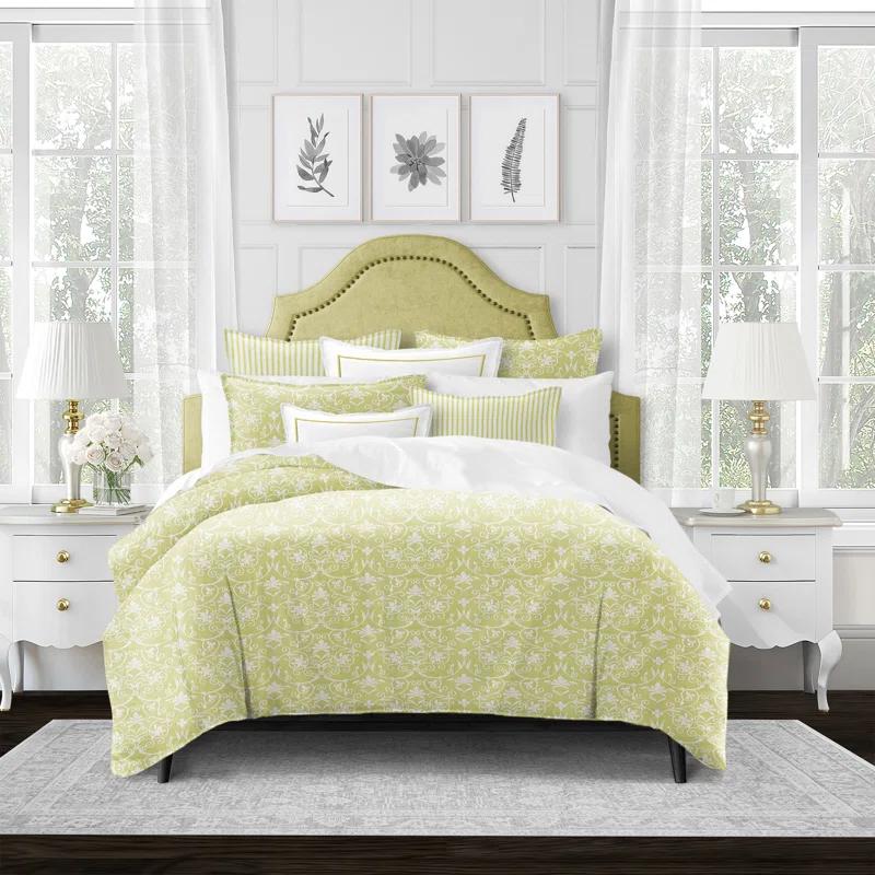Ribbon Embroidery Sulphur Yellow Rayon Coverlet / Bedspread Set