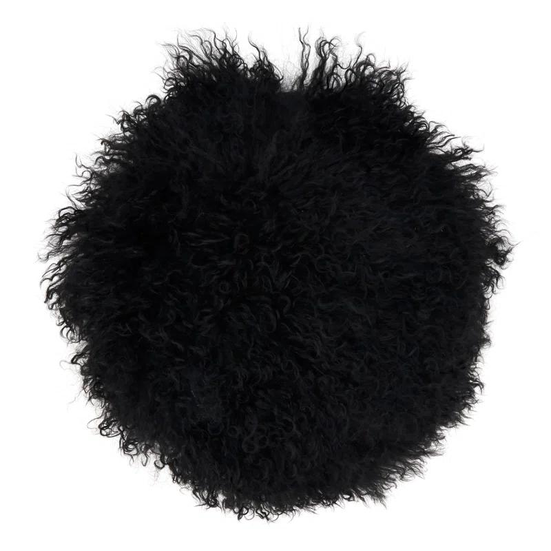 Saro Mongolian Lamb Fur Wool Throw Pillow With Poly Filling & Reviews | AllModern