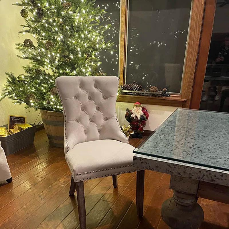 Rosdorf Park High-end Tufted Velvet Upholstered Nailhead Dining Chair