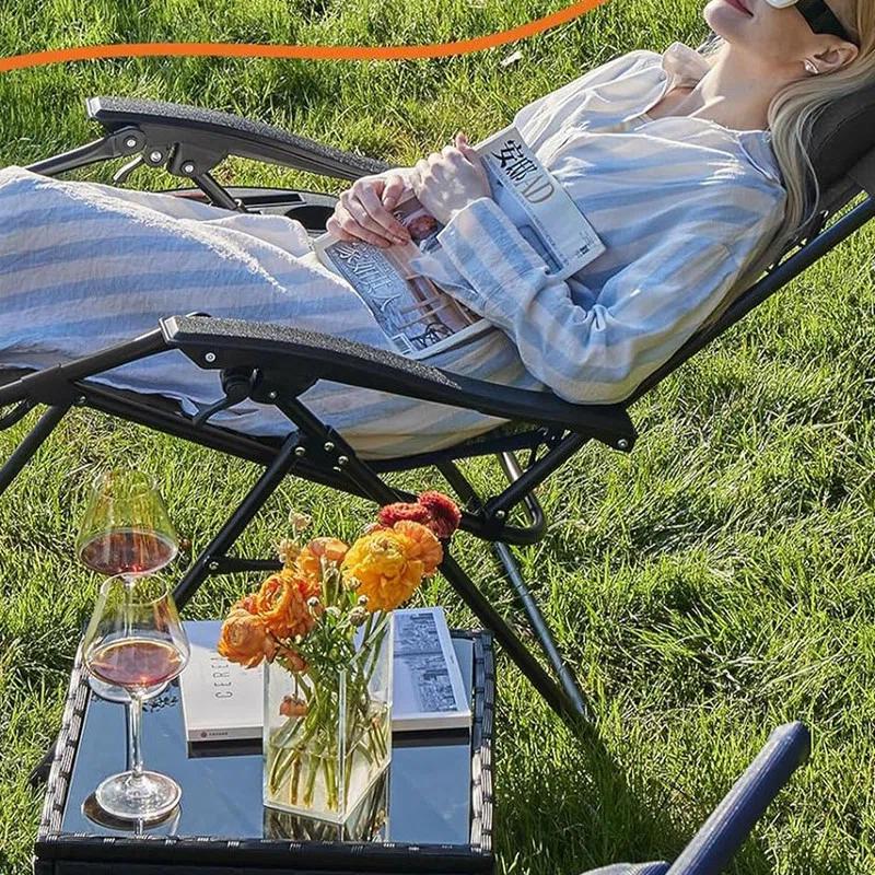 Arlmont & Co. Zero Gravity Chairs, Set of 2 Portable Recliner Folding Lounge Chair with Cup Holder Trays and Adjustable Pillow for Poolside & Lawn (Black)