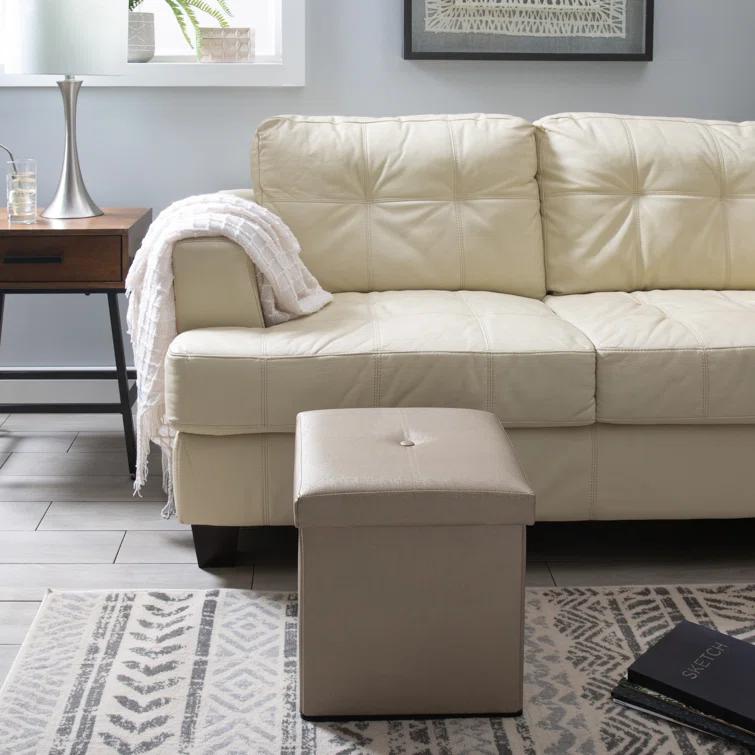 Simplify Luxora Faux Leather Ottoman