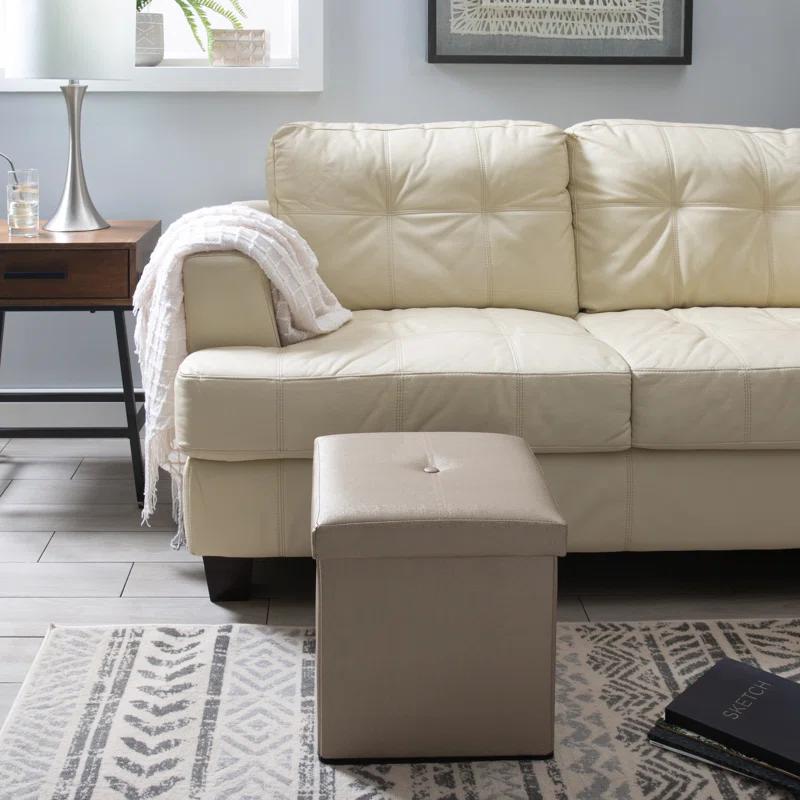 Simplify Luxora Faux Leather Ottoman