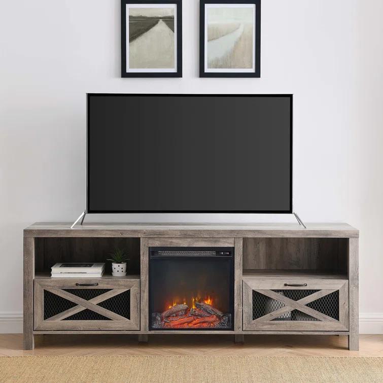 Gracie Oaks Tansey 70" Media Console with Electric Fireplace
