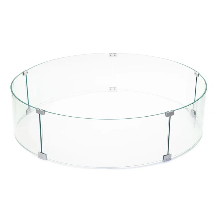 AMS Fireplace AMS Fire Pit Table Round Glass Wind Guard - Fire Flame Guard