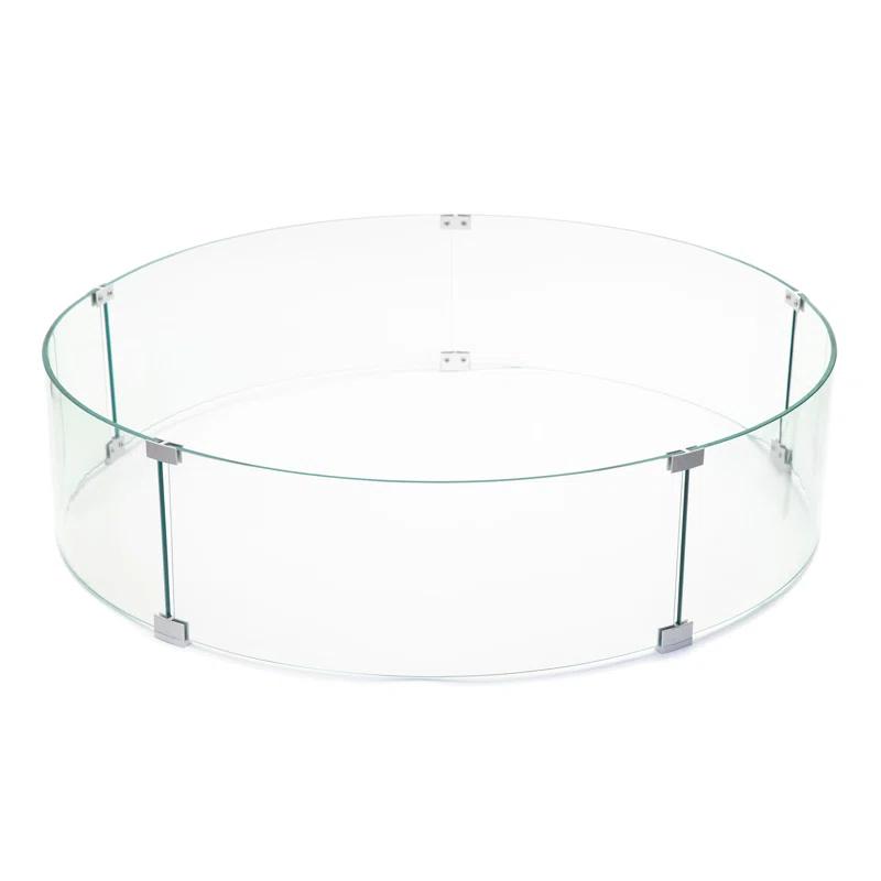 AMS Fireplace AMS Fire Pit Table Round Glass Wind Guard - Fire Flame Guard