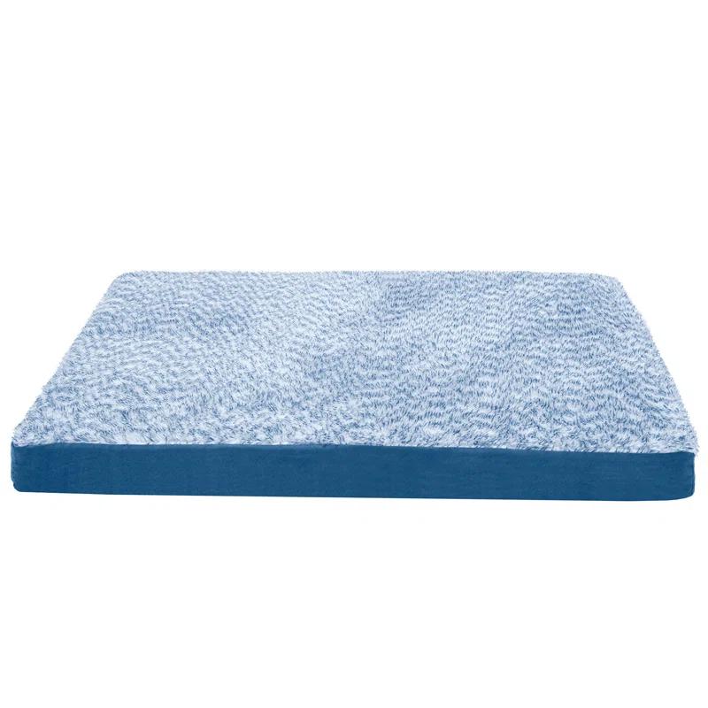 FurHaven Two-Tone Faux Fur and Suede Deluxe Orthopedic Dog Bed