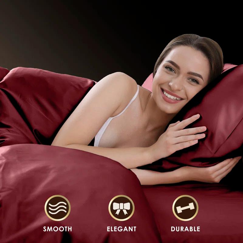 Seduction Martex Elegance Satin Silk Pillowcases Set Of 2 Hotel Quality - Super Soft & Breathable