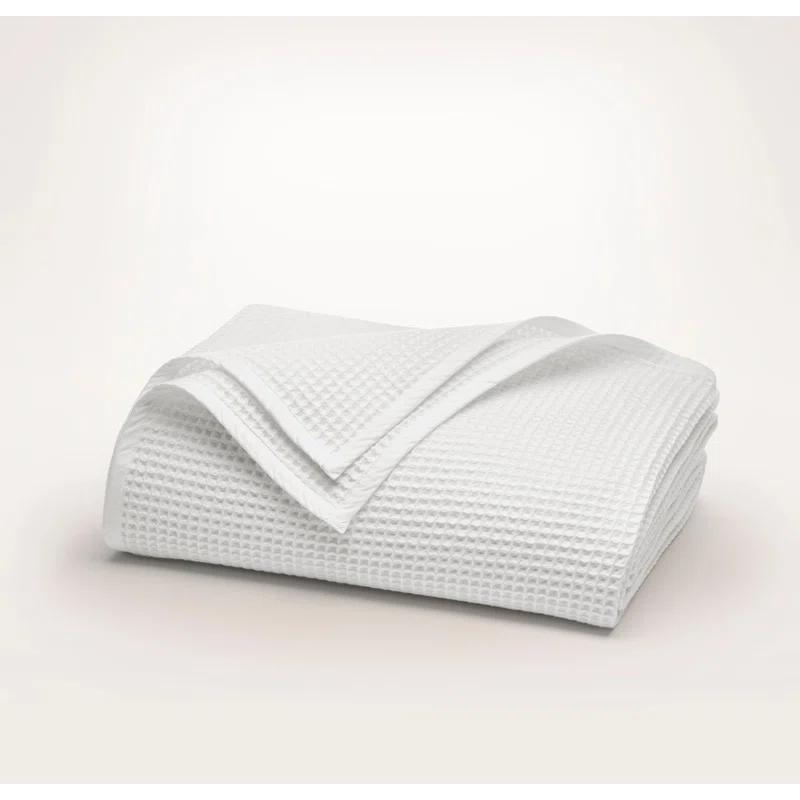 King White Organic Cotton Waffle Weave Throw Blanket