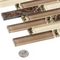 Andova Saga 1" Glass and Marble Brick Joint Mosaic Kitchen Backsplash, Bathroom, Shower, Pool, Wall and Floor Tile