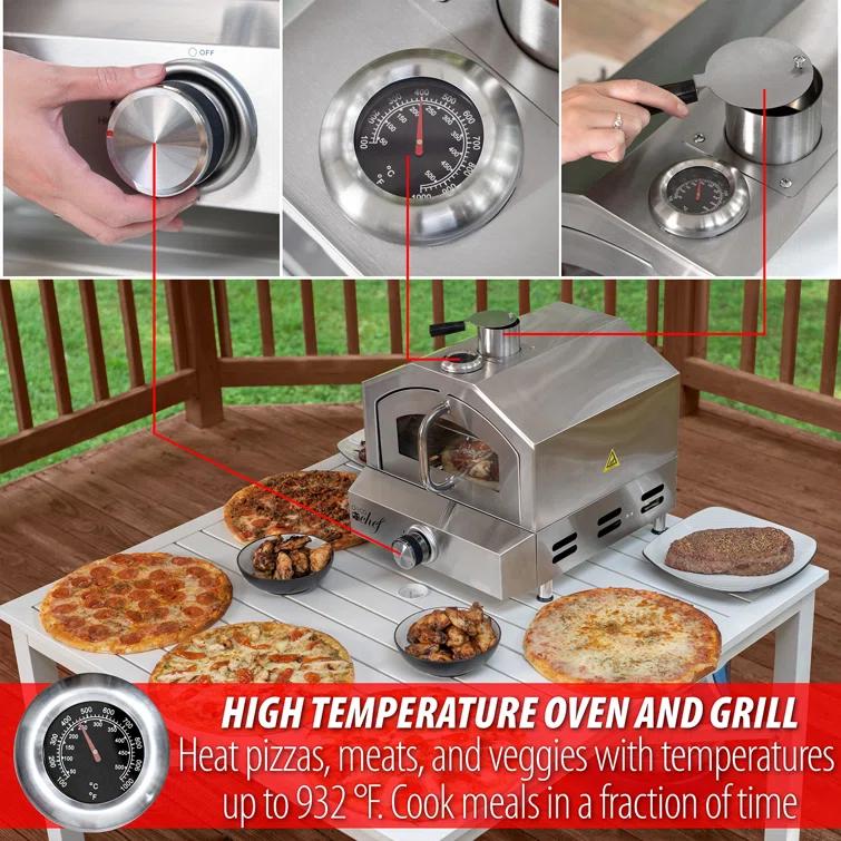 Deco Chef Deco Chef 2-in-1 Propane Gas Pizza Oven & Grill, Portable, With Pizza Stone, Peel, Rack