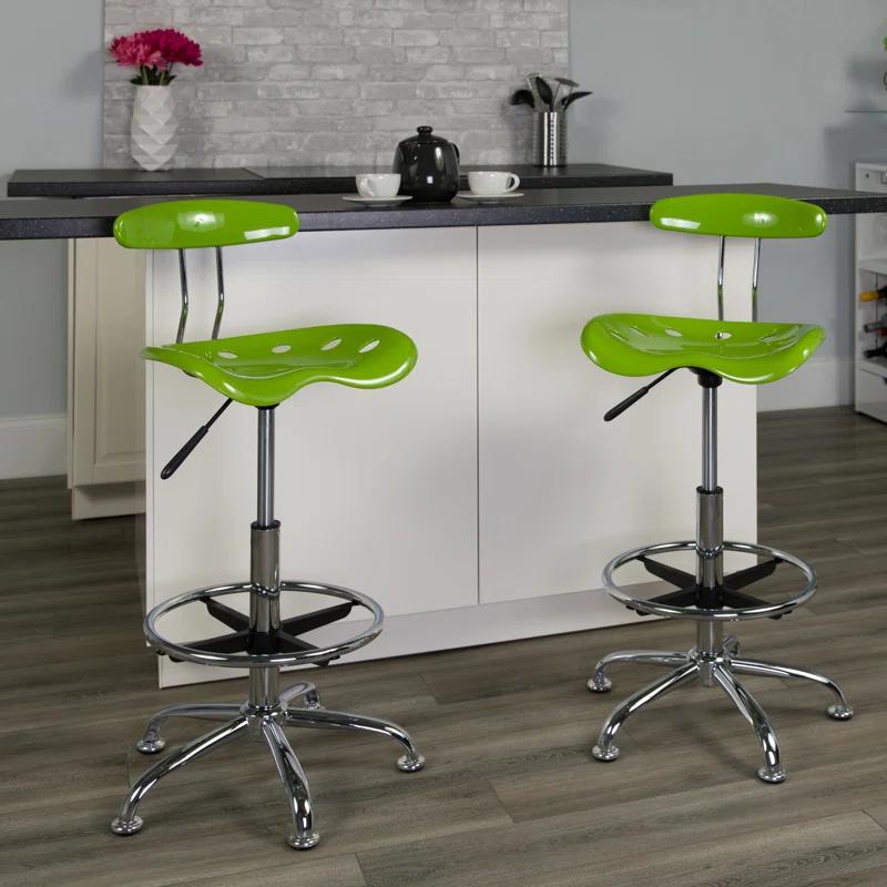 Flash Furniture Monroe Vibrant Chrome Drafting Stool with Tractor Seat