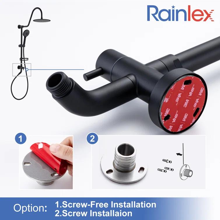 Rainlex Rainlex Rain Shower System Multi-function Hand Shower with  Slide Bar RX2001H