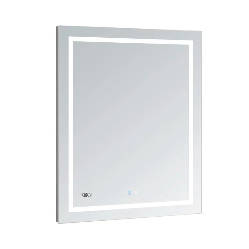 AQUADOM AQUADOM Daytona 40" W x 36" H x 1" D, LED Wall-Mount Mirror for Bathroom with 3 Color Temperature Light, Touch Control, Dimmer and Defogger, Digital Clock