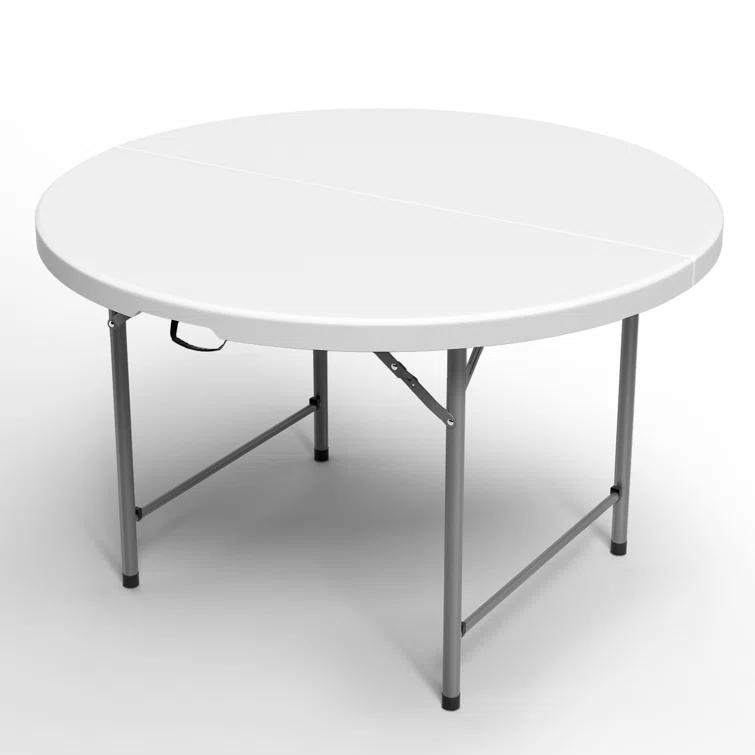 Plastic Round Folding Table, Portable Foldable Party Banquet Table for Camping Dining Outdoor Picnic