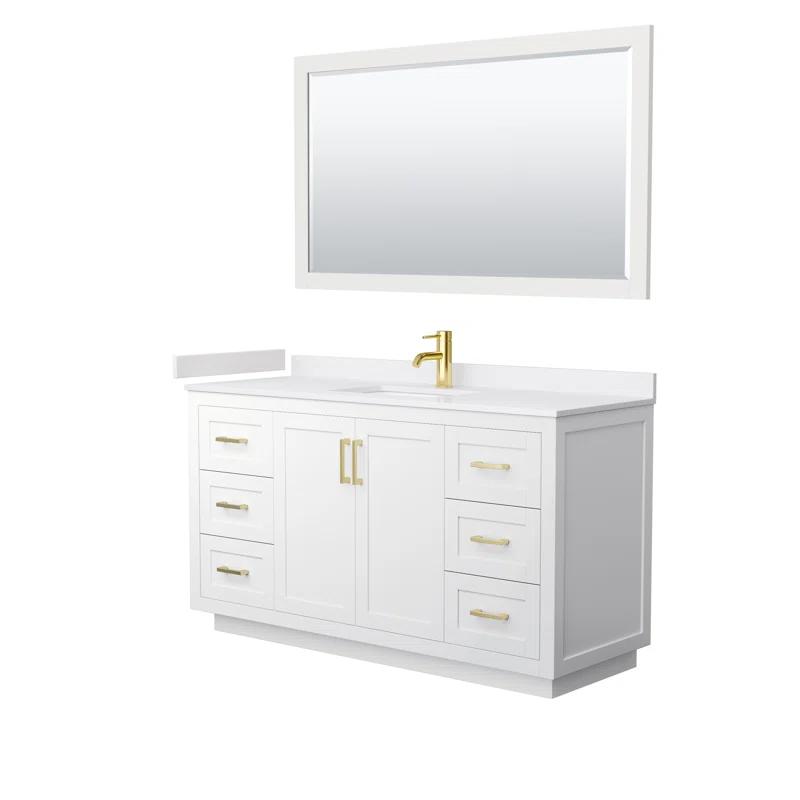 Wyndham Collection Miranda 60" Freestanding Single Bathroom Vanity with Cultured Marble Top with 58" Mirror