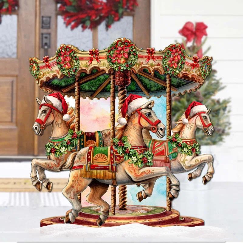 Designocracy Christmas Carousel Figurine