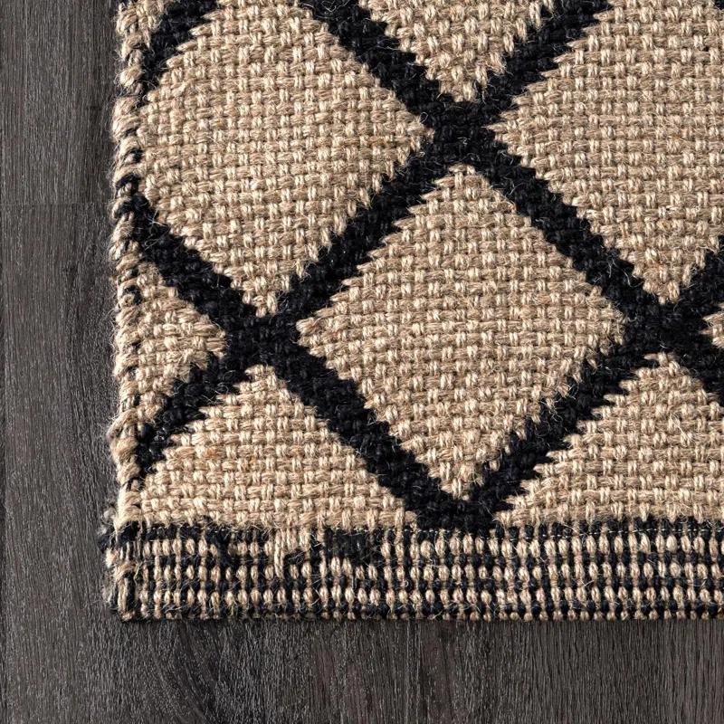 Louie Southwestern Handmade Flatweave Jute Light Beige/Black Area Rug