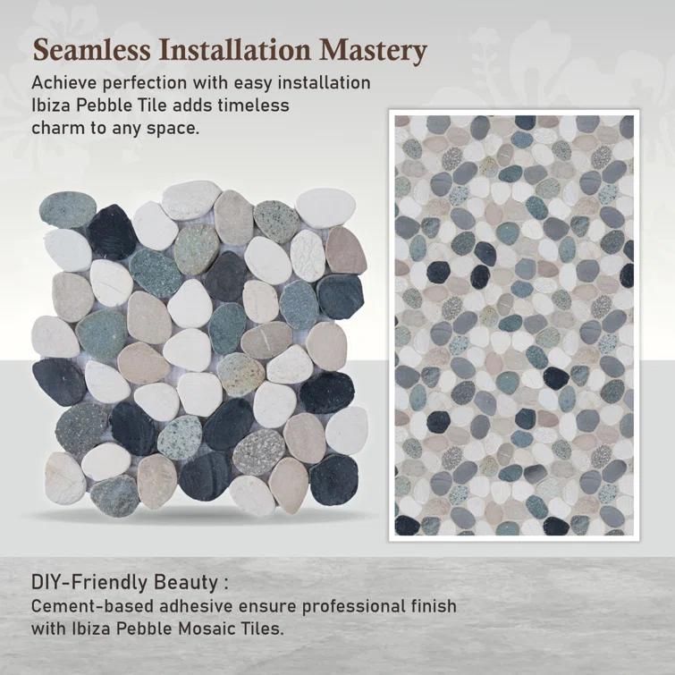 b.o.i Hawaii 12" x 12" Natural Stone Pebbles Mosaic Wall & Floor Tile