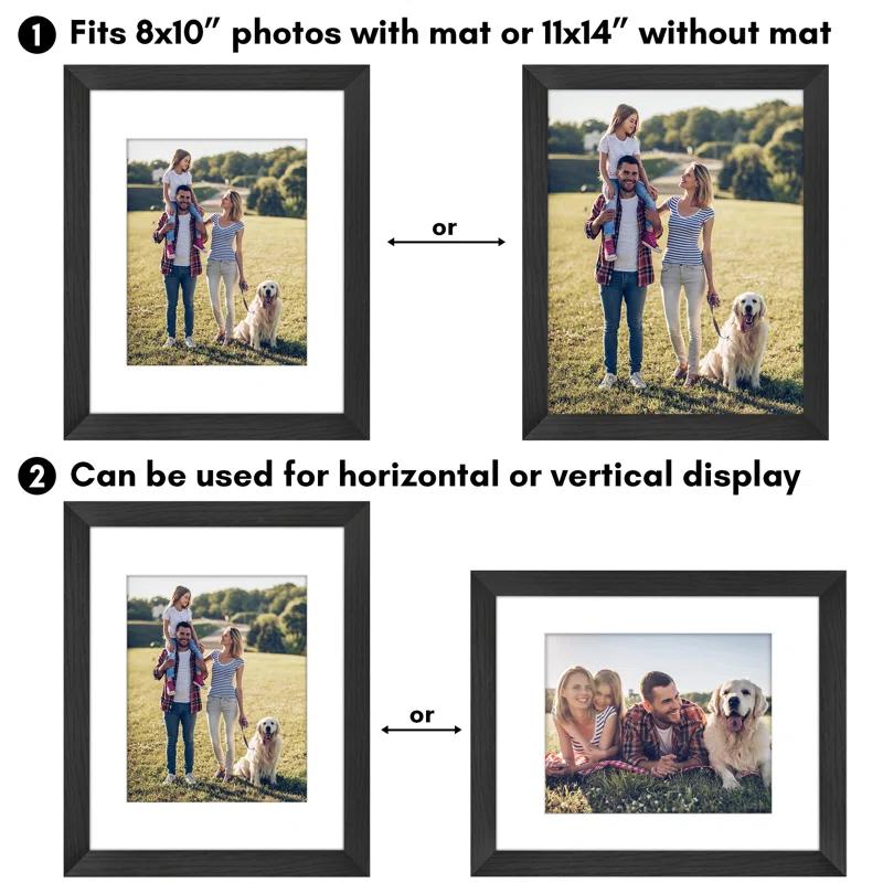 Americanflat Americanflat Picture Frame - Frame with Mat - Wide Molding - Shatter-Resistant Glass