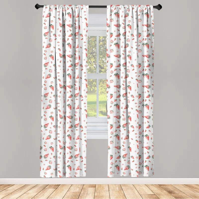 Strawberry Semi-Sheer Rod Pocket Curtain Panels (Set of 2)