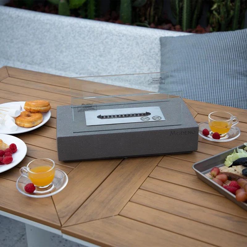 Envelor Stone Bio-Ethanol Outdoor Tabletop Fireplace with Flame Guard