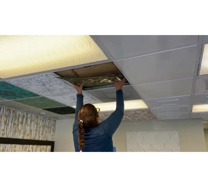 FromPlainToBeautifulInHours My Beautiful Damaris Drop-In or Glue-Up PVC Ceiling Tile (Set of 50)