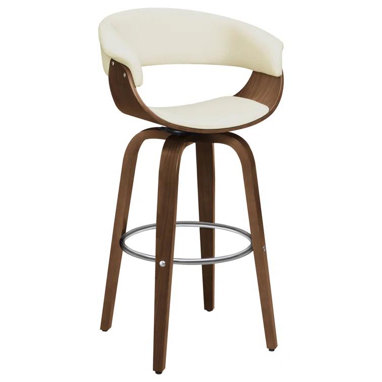 Ebern Designs Freidin Upholstered Swivel Bar Stool Walnut