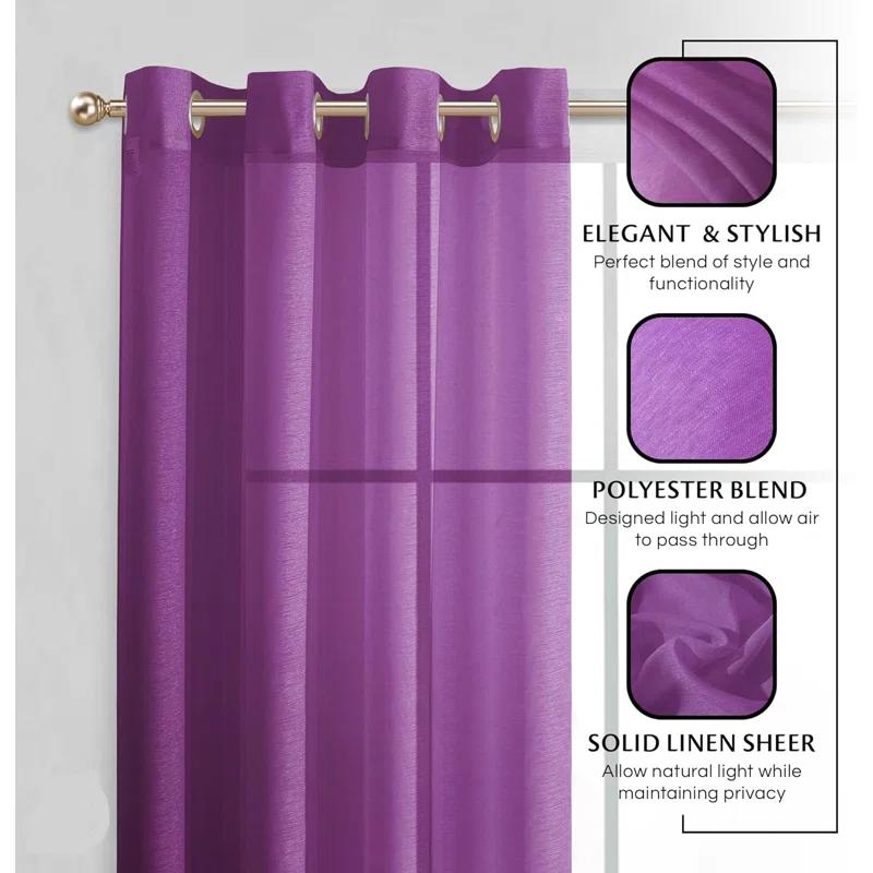 Dainty Home Sheer Window Curtains 2 Panels 54" W X 84" L (108" W) Extra Wide Linen Textured Curtains & Drapes For Living Room, Bedroom, Farmhouse Curtains, Boho Decor, Light Filtering Window Treatments With Grommets