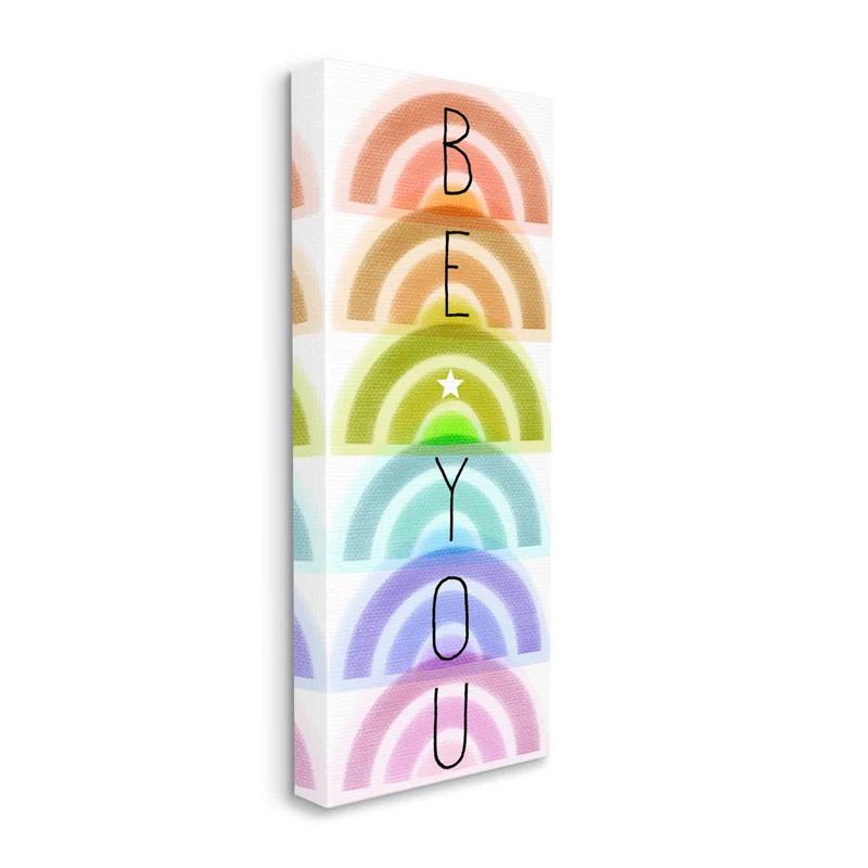 Stupell Industries " Be You Kids Motivational Typography Stacked Rainbows " by Daphne Polselli