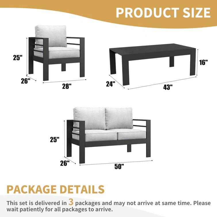 LayinSun Alturas Standalone Product 4 Piece Sofa Seating Group With Cushions