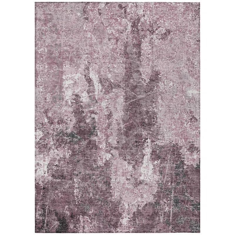 Machine Washable Indoor/Outdoor Chantille ACN1392 Pink Rug