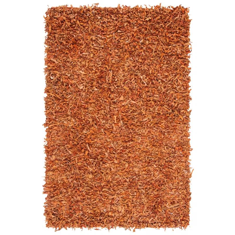 Safavieh Leather Shag Handwoven 80% Rag Leather And 20% Cotton Solid Color Rug